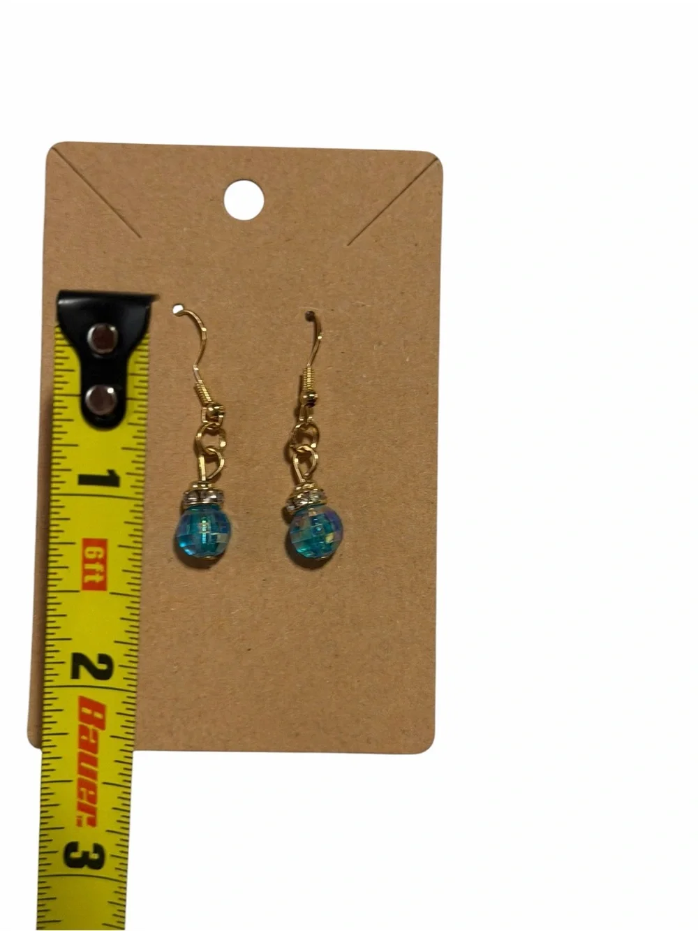 Gold-Plated Blue Crystal Drop Earrings
